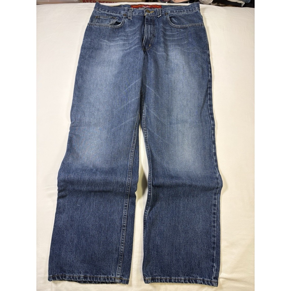 Vtg 2001 Mudd Double Barrel Jeans 34x30 Baggy Skater Wide Leg Blue Denim Y2K